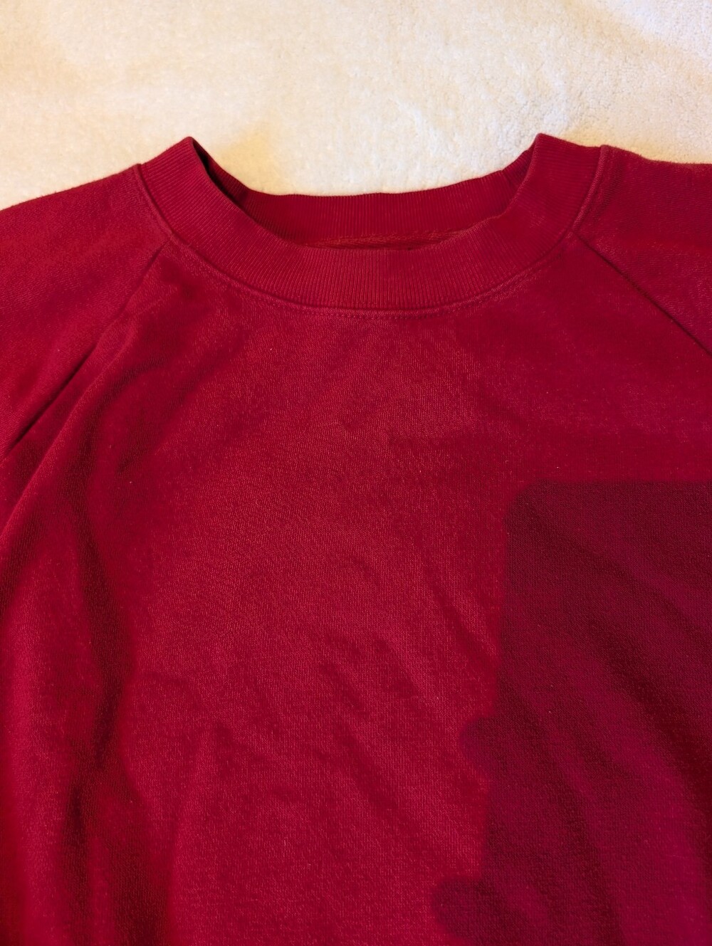 GAP Cherry Red Cotton Crewneck Sweatshirt XS Raglan Sleeve Cozy Streetwear - Picture 4 of 8